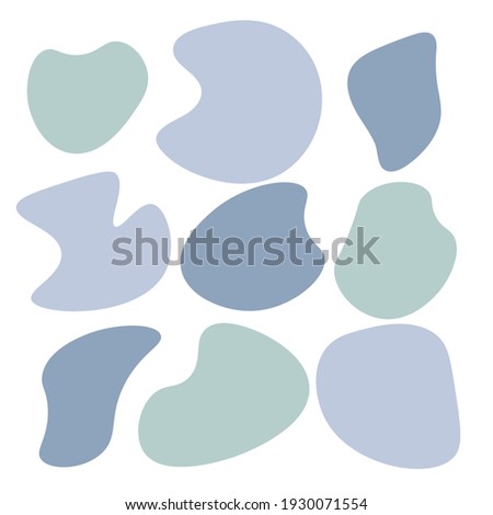 Set of blue vector blob, abstract shapes. Basic simple circle vector shape.