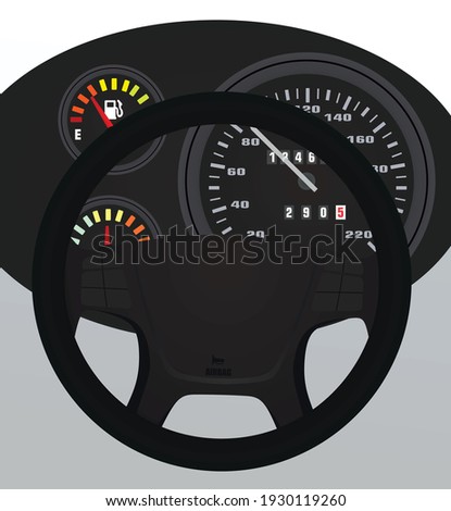 Wheel and dashboard. vector illustration