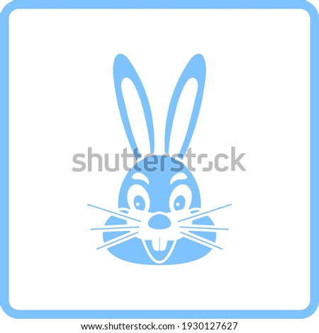 Easter Rabbit Icon. Blue Frame Design. Vector Illustration.