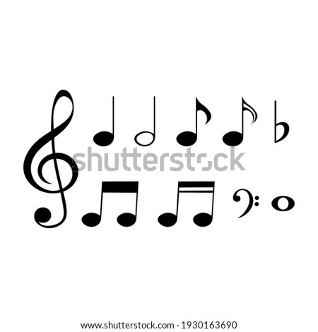Set of musical notes and symbols, vector illustration.