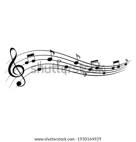 Music notes, isolated musical element, vector illustration. Royalty-Free Stock Photo #1930164929