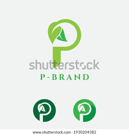 P Letter with Leaf Logo Vector