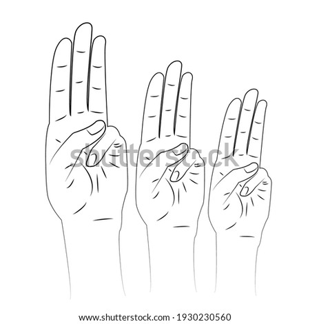 3 hands with 3 finger raised used for Justice or Protest in Myanmar