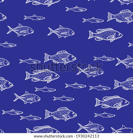 fish tuna seamless pattern in vector.
