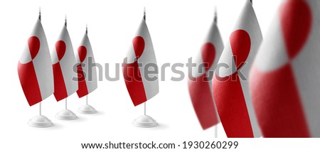 Set of Greenland national flags on a white background
