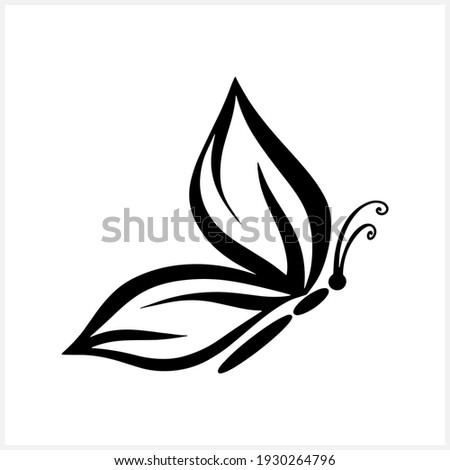 Doodle butterfly icon isolated on white. Hand drawing line art. Sketch animal. Sketch vector stock illustration. EPS 10