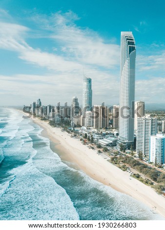 An aerial view of Surfers Paradise on the Gold Coast, Australia Royalty-Free Stock Photo #1930266803