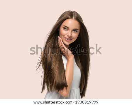 Long smooth hair beautiful woman portrait Royalty-Free Stock Photo #1930319999