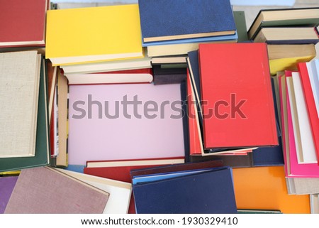 Books on the table with space for text advertisements or notices