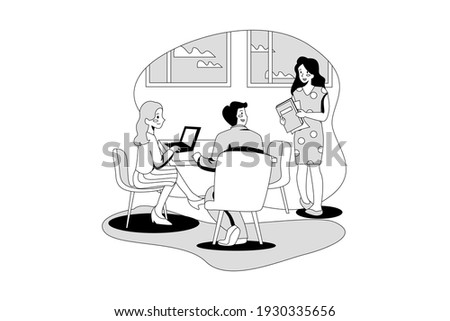 Business woman going for business meeting. Flat illustration isolated on white background.