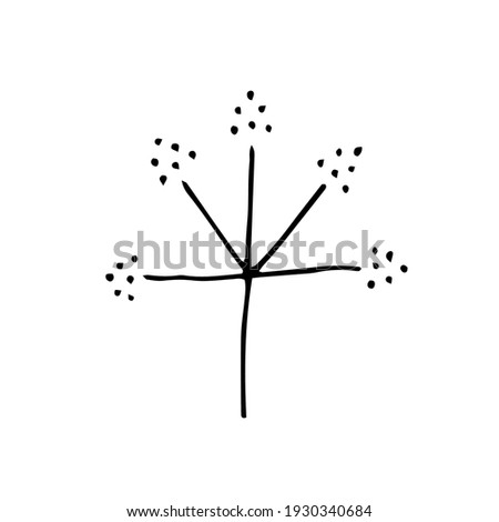 Doodle grass, plant. Freehand drawing. Black and white outline. Decor for postcards. Vector illustration