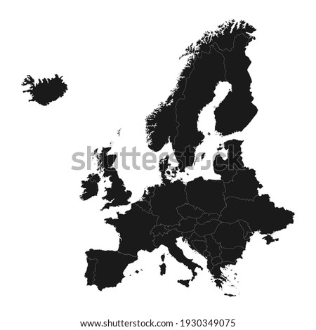 Black Europa map vector illustration Royalty-Free Stock Photo #1930349075