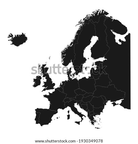 Europe map with country outline graphic vector Royalty-Free Stock Photo #1930349078