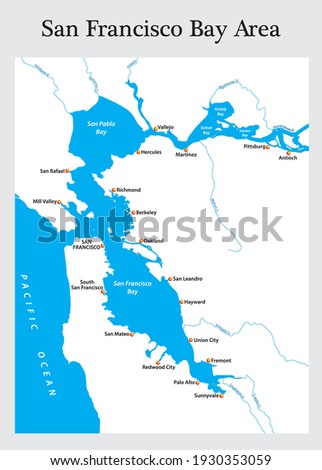 small general map of Californias San Francisco Bay Area Royalty-Free Stock Photo #1930353059