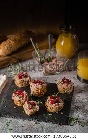 Delicious homemade pate with wholegrain pastry and herbs