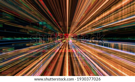 digital lines that go to the center simulating speed of light