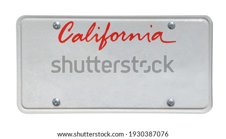 Blank California license plate isolated on white background Royalty-Free Stock Photo #1930387076