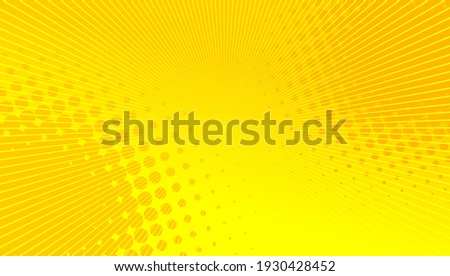 Yellow comic background with sun burst and dot halftone   Royalty-Free Stock Photo #1930428452