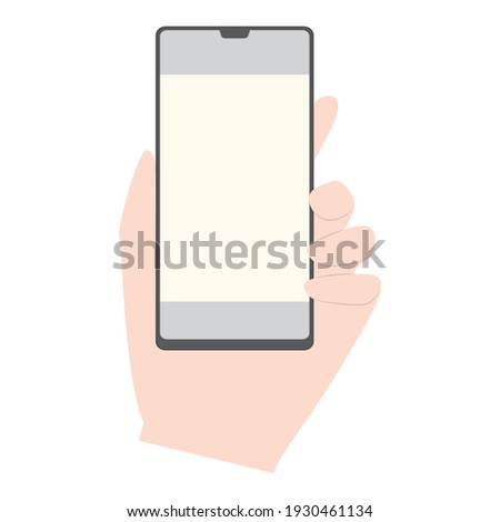 Illustration of the left hand holding a smartphone.