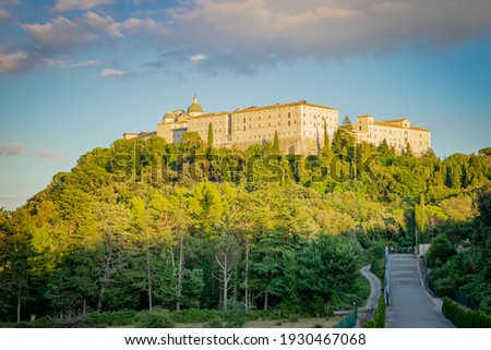 Abbey of Monte Cassino, Italy - monastery in the evening sun Royalty-Free Stock Photo #1930467068