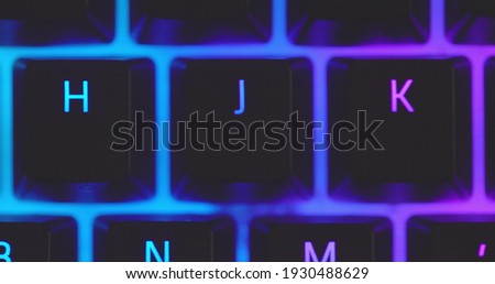 Close up of illuminated mechanical keyboard keys