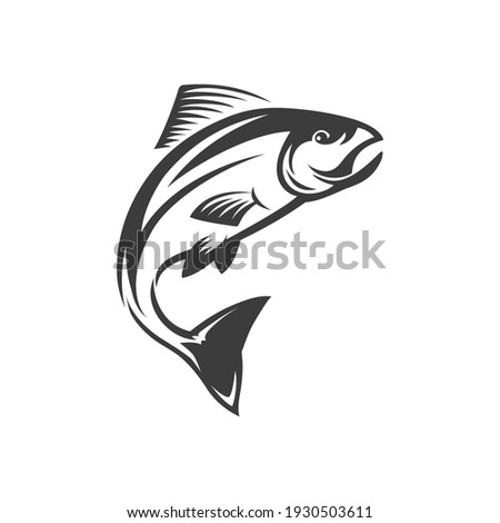 Pelagic fish, short indian mackerel, fishing sport trophy saltwater tuna isolated monochrome icon. Vector mackerel atlantic chub. Wahoo scombrid fish, underwater animal fishery trophy mascot