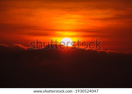 Beautiful sunrise behide the cloud and twilight sky, silhouette cloud