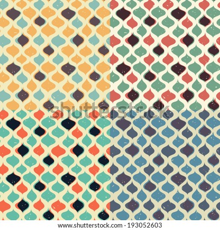 Set of Vintage seamless pattern hipsters. Vector EPS10. Illustration with texture for print, web