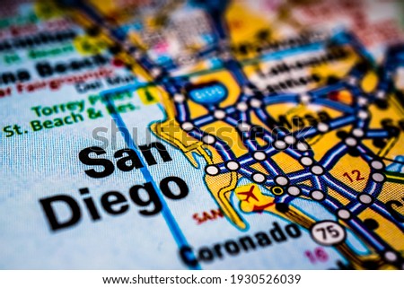 San Diego USA map travel background