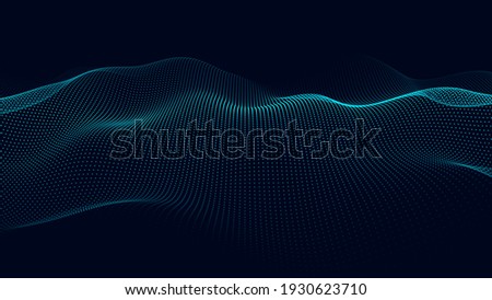 Abstract gradient wave of particles. Big data. Digital background. Futuristic vector illustration. Royalty-Free Stock Photo #1930623710