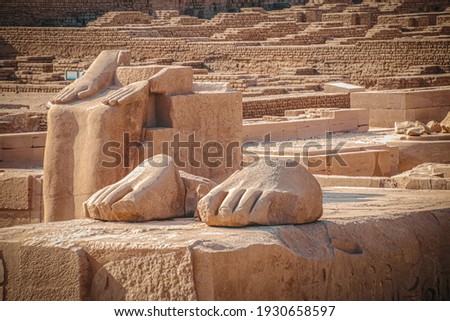 The necropolis of Sheikh Abd al-Qurna, or the Valley of the Nobles, on the western bank of the Nile, near the modern city of Luxor. Royalty-Free Stock Photo #1930658597