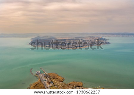 Hungary - Lake Balaton with Tihany peninsula from drone view