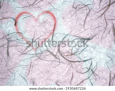 Abstract Mulberry paper with red heart background ,sweet color, love card valentines day ,colorful wallpaper