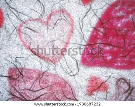 Abstract Mulberry paper with red heart background ,sweet color,love card valentines day ,colorful wallpaper