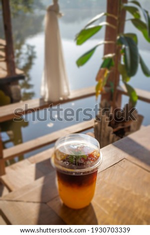 A glass of iced coffee in the morning, stock photo