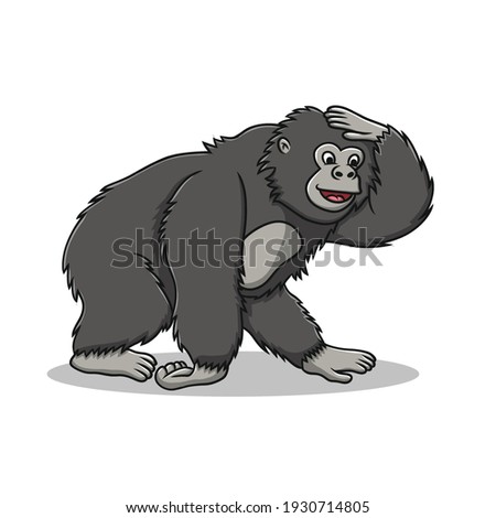 Orangutan Animal Icon Cartoon. Chimpanzee and Monkey Mascot Vector Medical Illustration