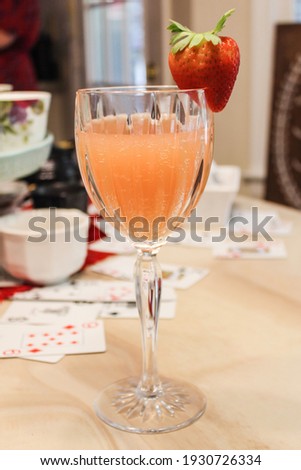 Tall Glass of Champagne with Strawberry