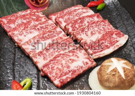 Korean food, fresh snowflake beef slices