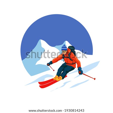 Skiers and snowboarders winter sport activities vector Royalty-Free Stock Photo #1930814243