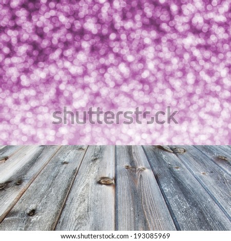 textured wood planks and bokeh lights effect