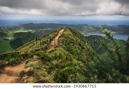 View from Miradouro da Boca do Inferno to Sete Citades, Azores, Portugal
