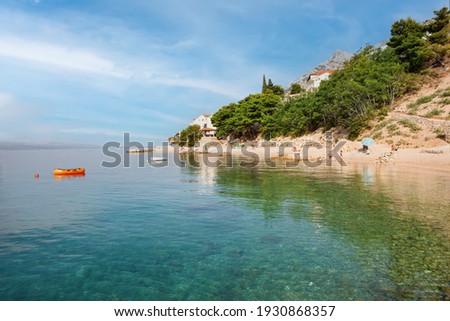 Adriatic coast in Omis Croatia of Middle Dalmatia Royalty-Free Stock Photo #1930868357