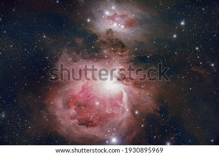 Orion M42 nebula at the deep sky at night