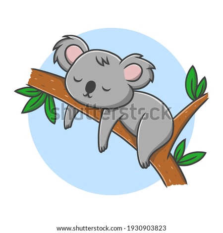 Koala Animal Drawing Cartoon. Marsupial Mammal Mascot Vector Illustration. Jungle Mammal Cute Character