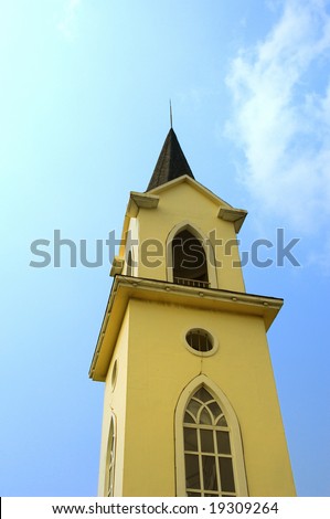 Old belfry tower with background of sky