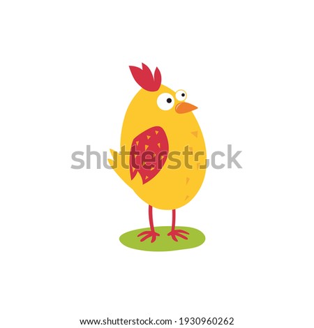 Sweet yellow Easter chicken in anticipation of Easter. Vector.
