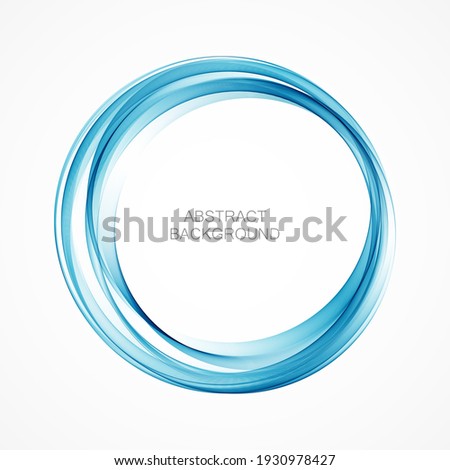 Abstract blue wavy circle.Wavy blue transparent frame.