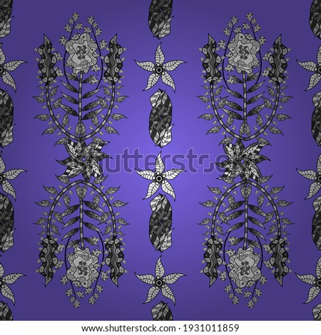 Seamless pattern with interesting doodles on colorfil background. Vector illustration.
