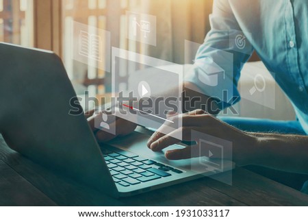 webinar online, education on internet, e-learning concept Royalty-Free Stock Photo #1931033117