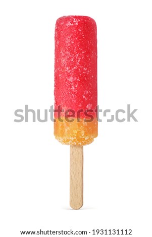 Red and orange ice pop or popsicle isolated on white background with clipping path  Royalty-Free Stock Photo #1931131112